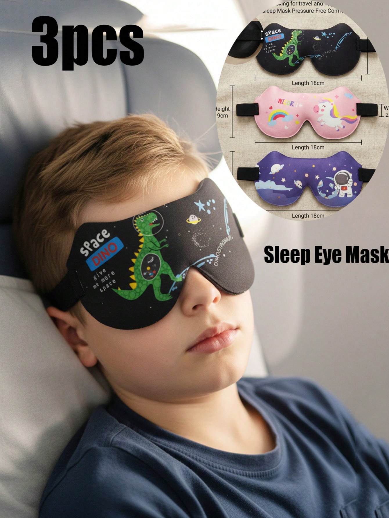 Travel Accessories Eye Mask - 3Pcs Kids Adults 3D Stereo Sleep