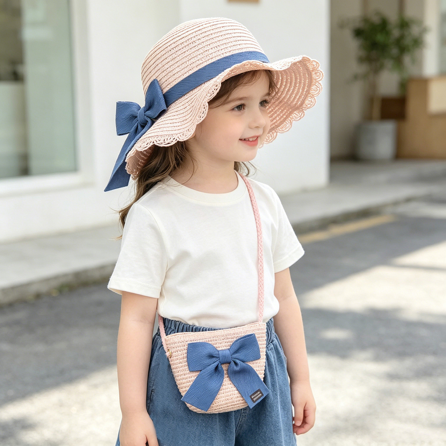Travel Accessories For 10 Year Old Girl - Girls 2pcs Straw Hat Solid Color