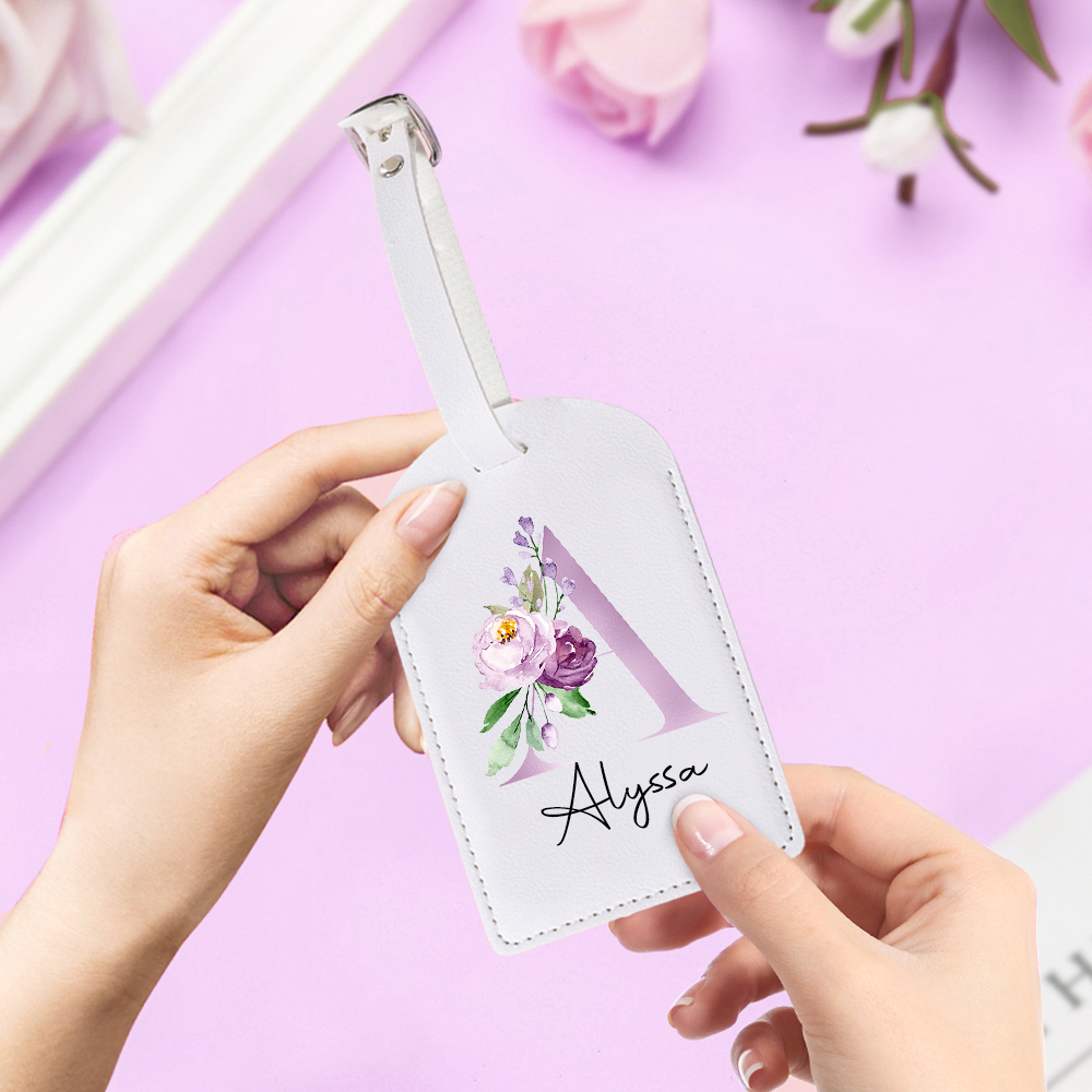 Travel Accessories Gifts For Her - Personalised Custom Name Pu Luggage Tag