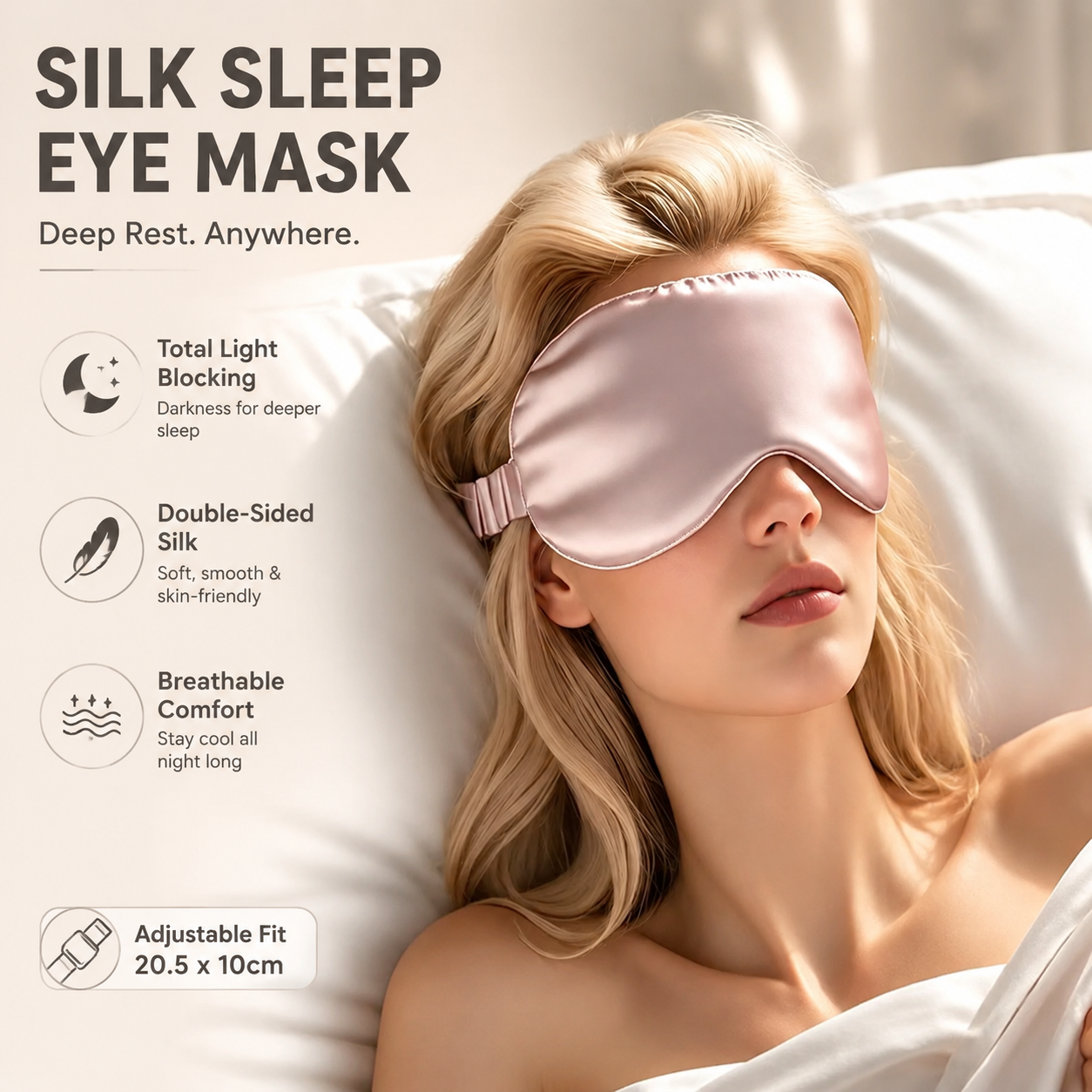 Travel Accessories Eye Mask - Double-Sided Silk Sleeping Eye Mask, Light