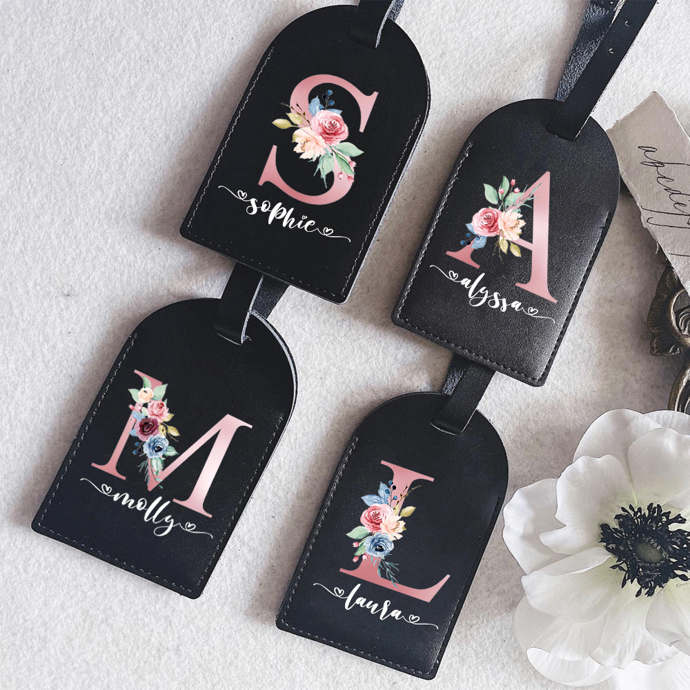 Travel Accessories Gifts For Her - Personalized Custom Name Leather Luggage Tag