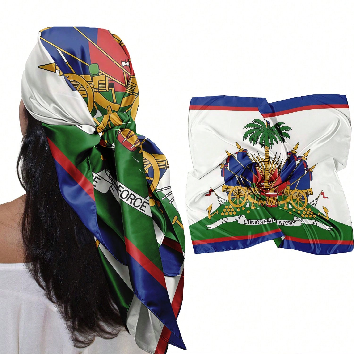 Travel Accessories Gifts For Her - 1PC Haiti Flag Scarf For Women