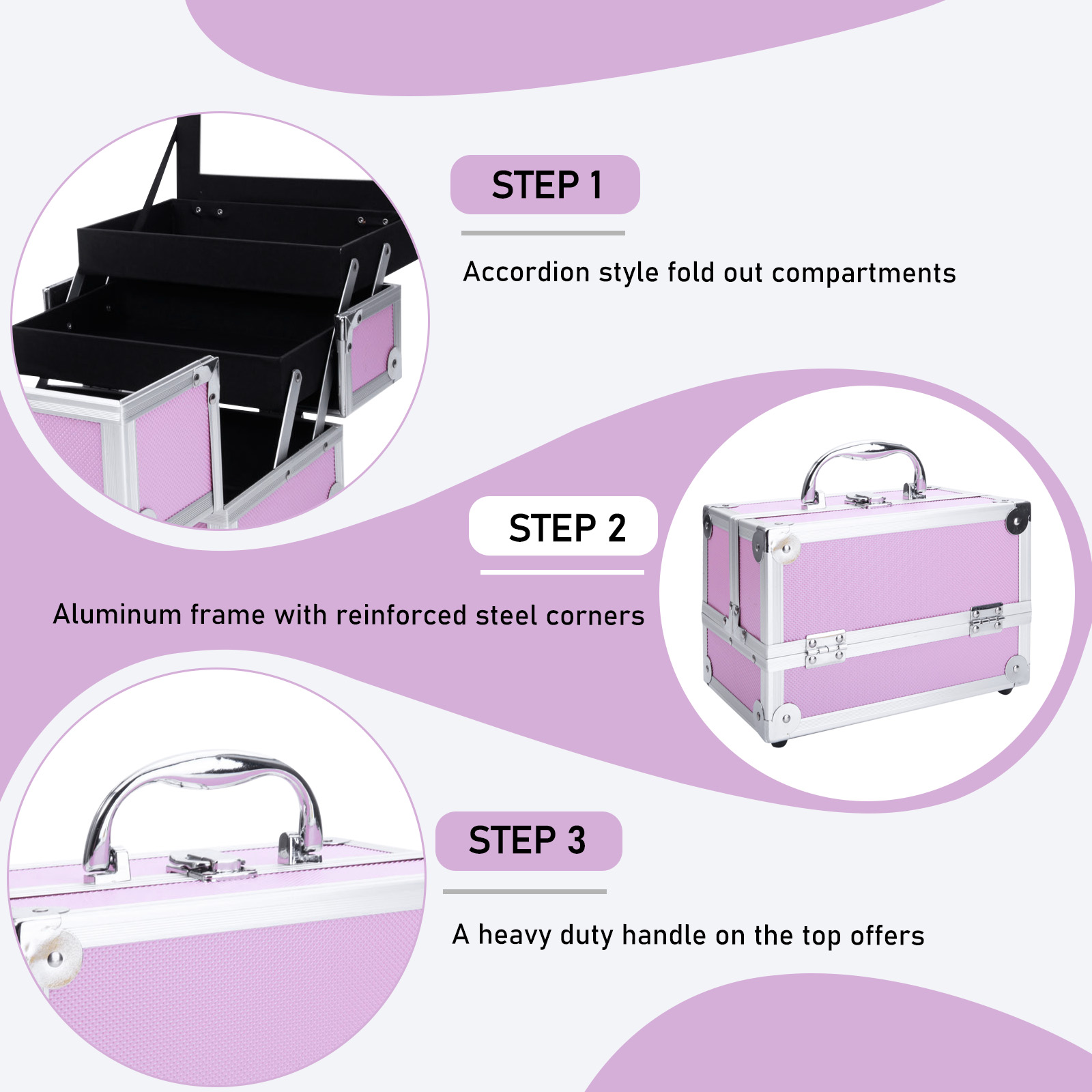 Pink Aluminum Alloy Makeup Cas - đánh giá và giá Travel Accessories Organizer Bag