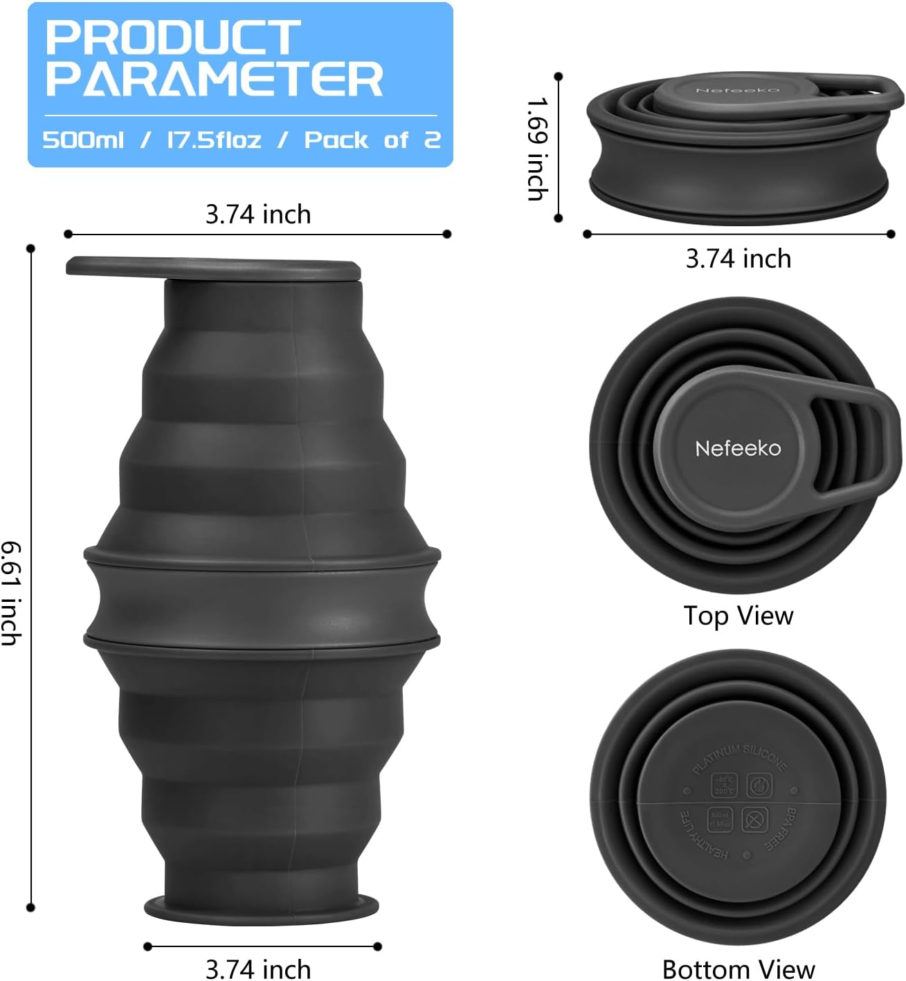 17oz Collapsible Water Bottle, - đánh giá và giá Water Bottle Collapsible
