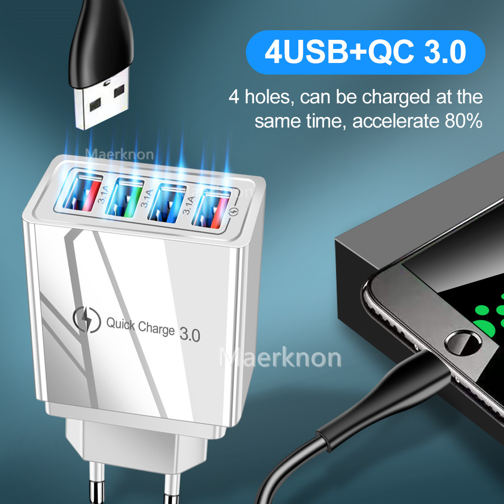 4 USB Fast Charging Head EU/US - đánh giá và giá Travel Accessories Iphone