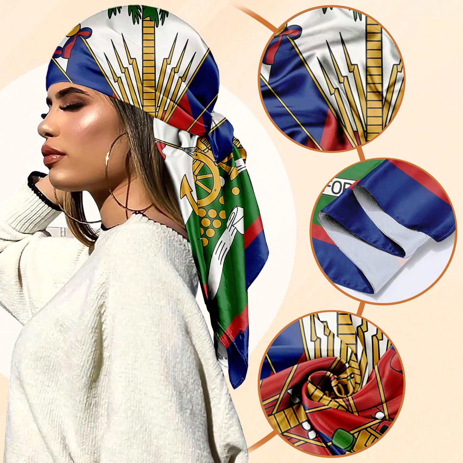 1PC Haiti Flag Scarf For Women - đánh giá và giá Travel Accessories Gifts For Her